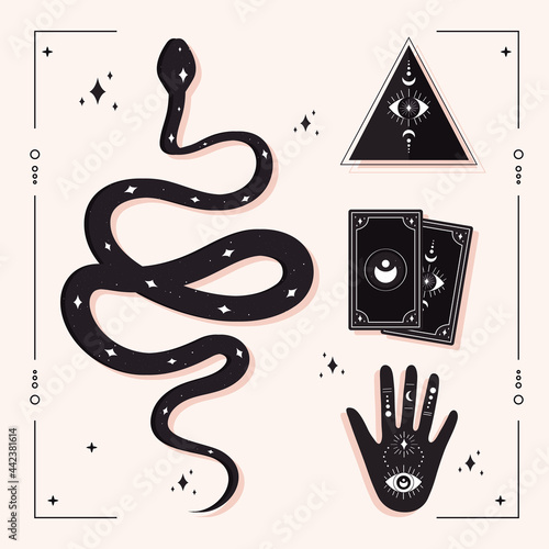 esoteric snake and icon set