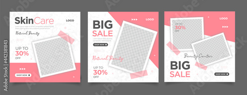 Beauty Center Makeup Social media post Banner Square Flyer Template Design