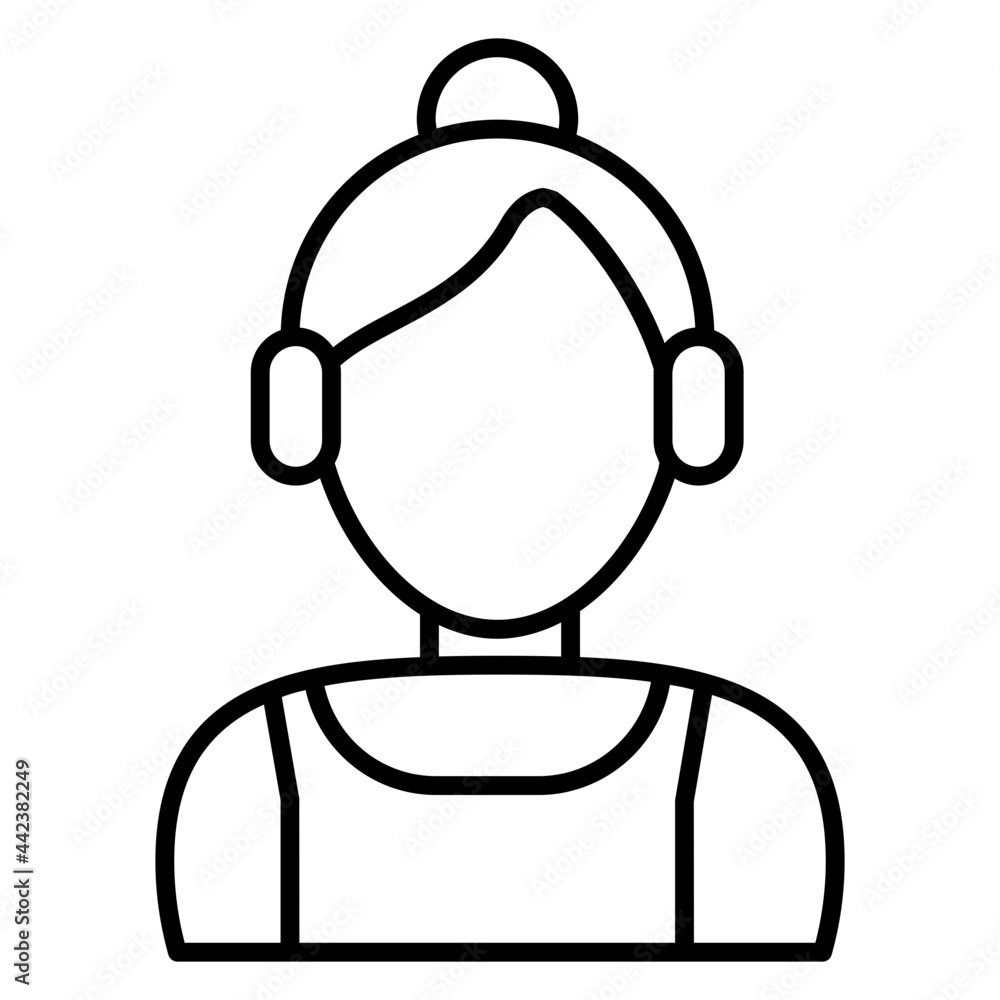 Avatar wearing headphones, linear design of customer service Avatar wearing headphones, linear design of customer service
