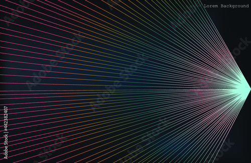 Luxurious abstract colorful lines connect at one point to the star. Dark modern background. Suitable as wallpaper background, cover, template. Vector illustration. EPS 10
