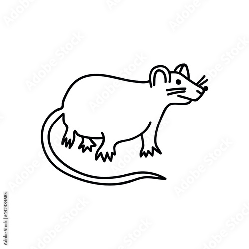 Single hand drawn mouse. Doodle vector illustration. Isolate on a white background. Goblincore print. © anngirna