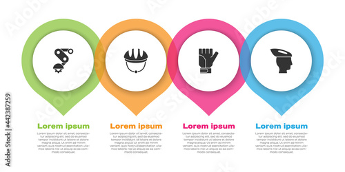 Set Derailleur bicycle rear, Bicycle helmet, Gloves and . Business infographic template. Vector