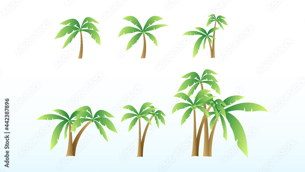 Set coconut tree symbol vector isolated on white background , illustration Vector EPS 10 Set coconut tree symbol vector isolated on white background , illustration Vector EPS 10