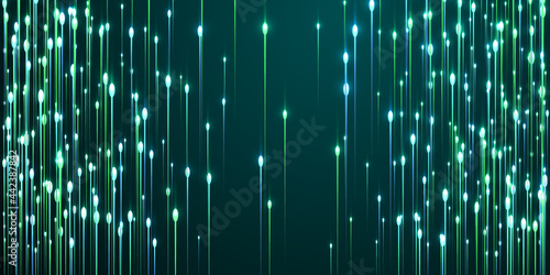 Futuristic glowing line beams fiber optics