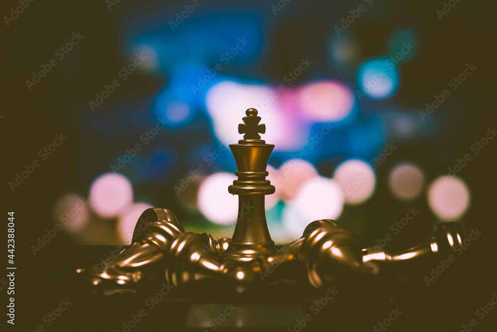 Chess board game to represent the business strategy with competition in the world market. and find out the best solution to meet target objective and goal. Sign and symbol of challenging as concept.	