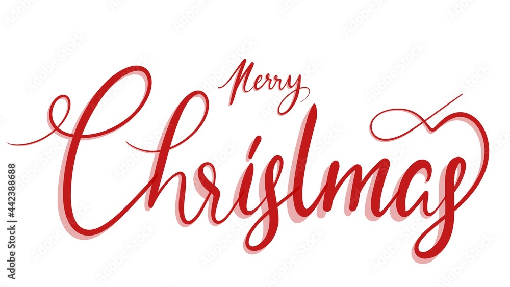 Merry Christmas handwritten calligraphy in Christmas holiday , isolated on white background 