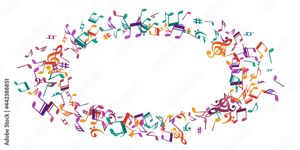 Music note icons vector pattern. Melody notation