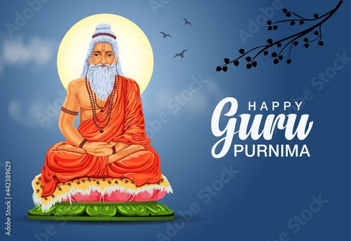 Creative vector Illustration for the Day Of Honoring Celebration Guru Purnima.