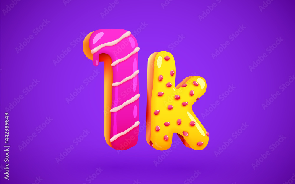 1k or 1000 followers donut dessert sign. Social media friends, followers. Thank you. Celebrate of subscribers or followers. 1k or 1000 followers donut dessert sign. Social media friends, followers. Thank you. Celebrate of subscribers or followers.
