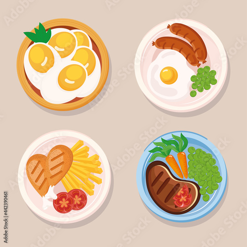 Fototapeta Naklejka Na Ścianę i Meble -  food plates symbol set