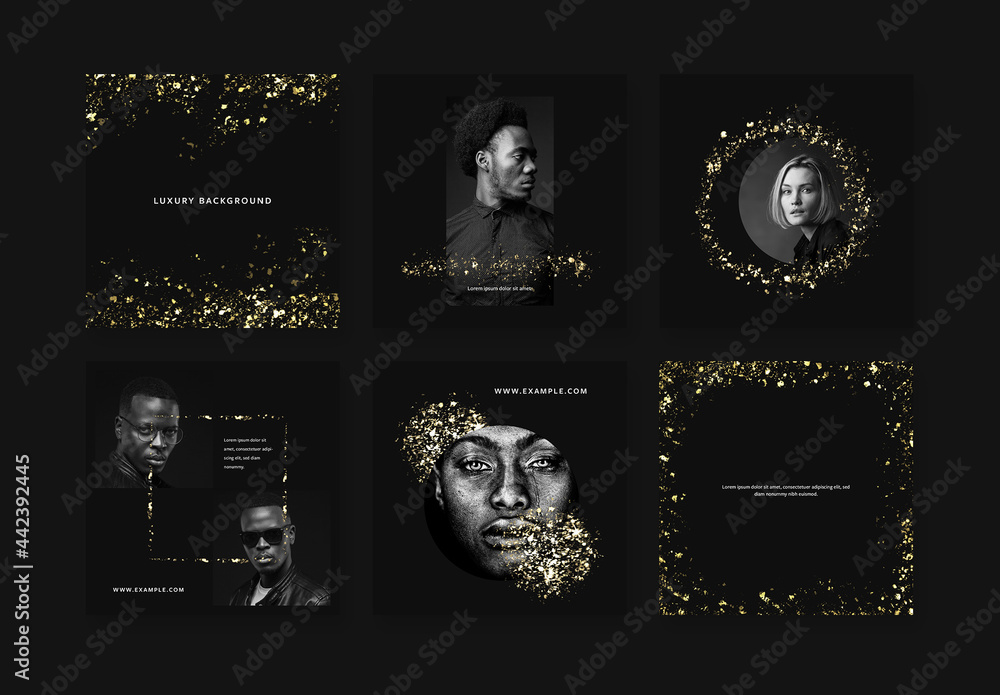 Luxury Gold and Black Social Media Posts Stock Template | Adobe Stock