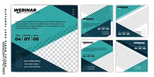 Social media post template with geometric design.