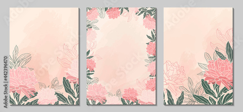 A set of modern universal art templates. Suitable for greeting cards, holiday cards, corporate cards and invitations. Abstract design. Vector illustration. Doodle