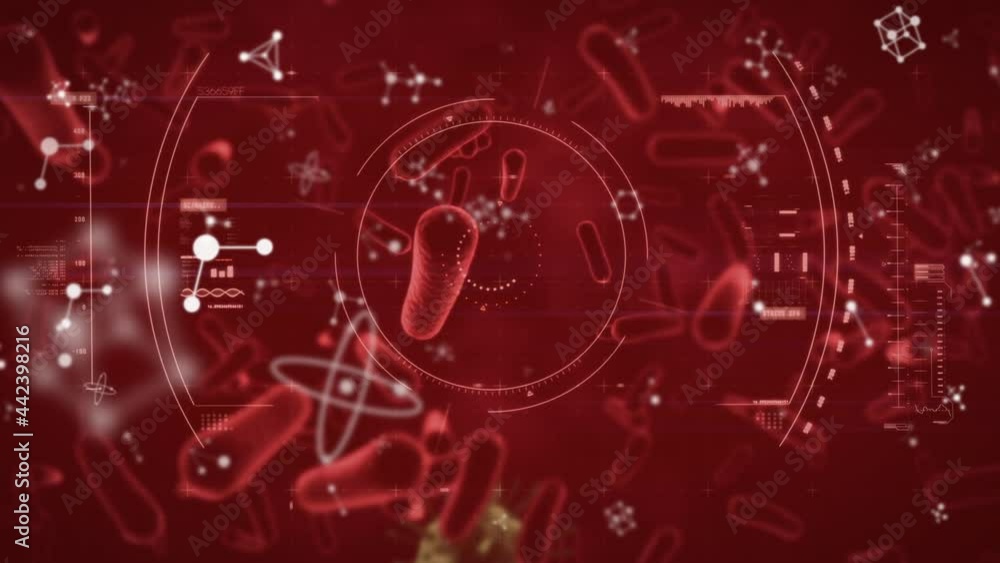 Animation of scope scanning and macro covid 19 cells Animation of scope scanning and macro covid 19 cells
