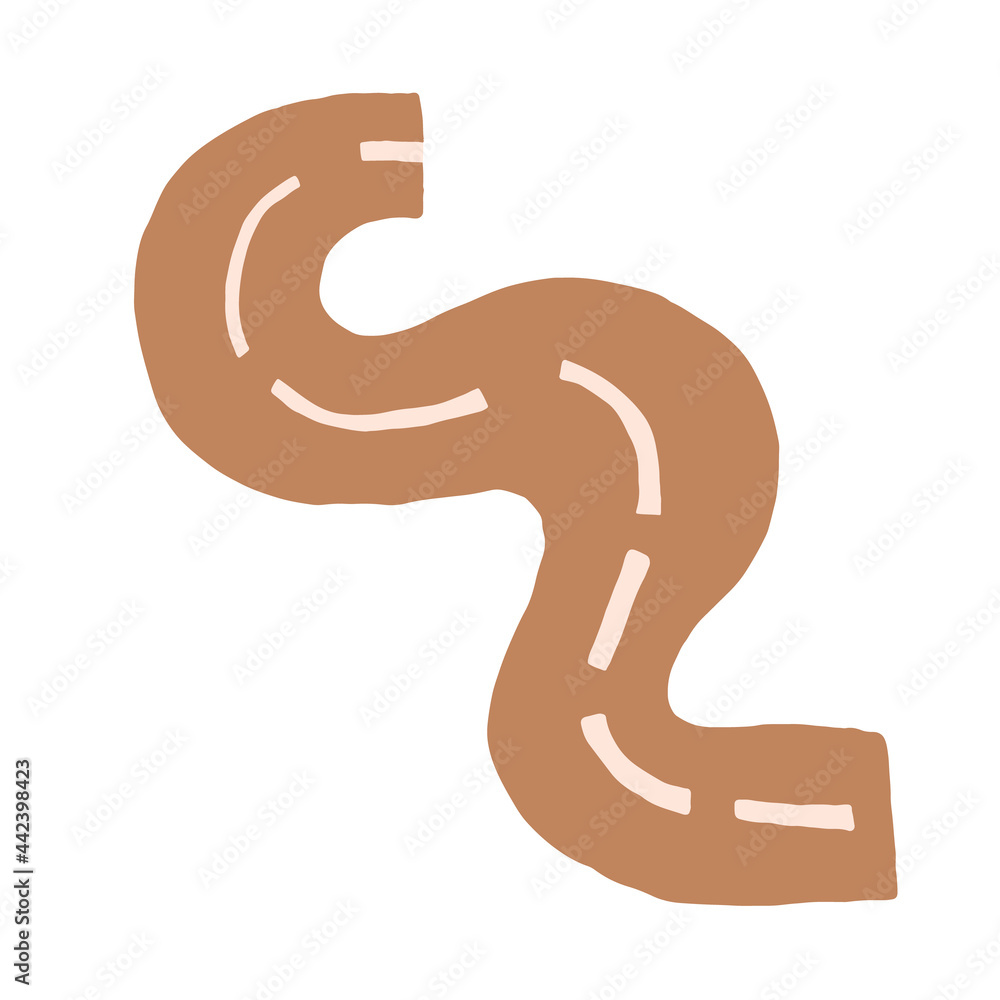 Vector hand drawn doodle childish road isolated on white background Vector hand drawn doodle childish road isolated on white background