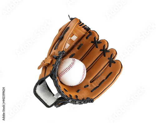 Baseball Glove and Ball isolated on white background. High Resolution, Sport concept