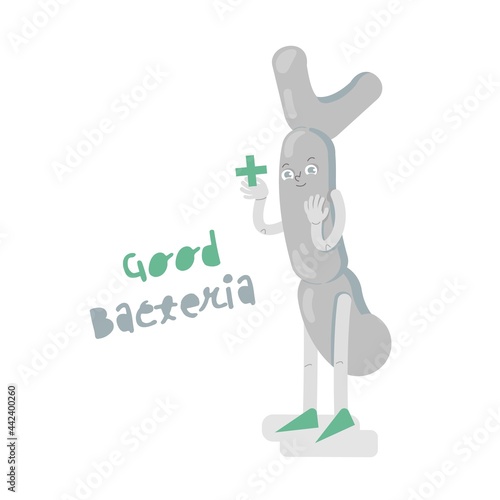 Good bacteria character icon. Escherichia coli sign.