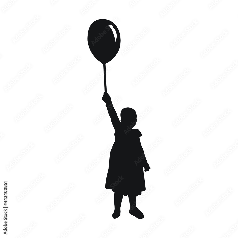 Silhouette Kid Hold a balloon Silhouette Kid Hold a balloon