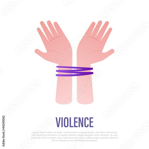 Victim of violence. Tied hands. Abuser. Harassment gradient icon. Vector illustration.