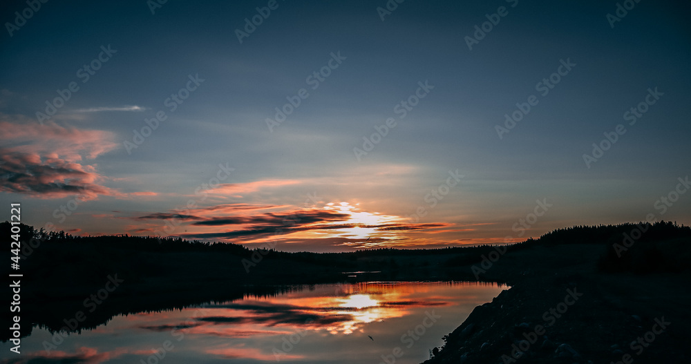 sunset over the lake