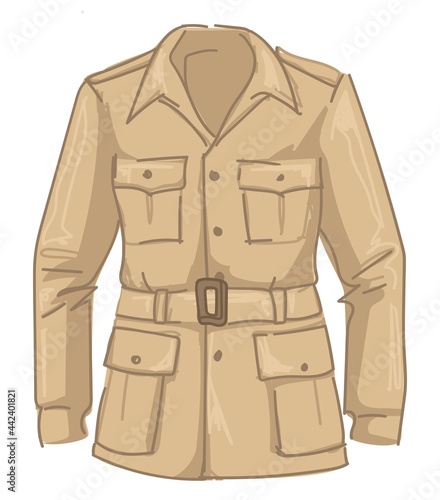 Beige jacket with belts and pockets for men vector