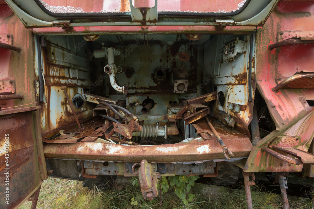 Old firetruck, Buryakovka radioactive vehicles graveyard in Chernobyl