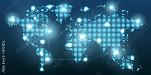 world map with global communication network concept