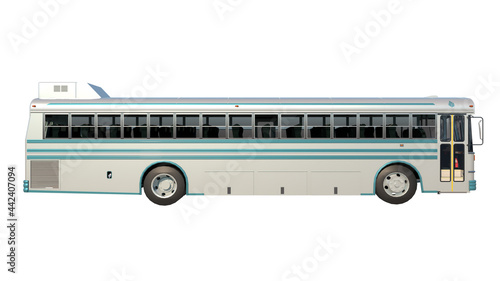 Retro 1970 Bus- Lateral view white background 3D Rendering Ilustracion 3D