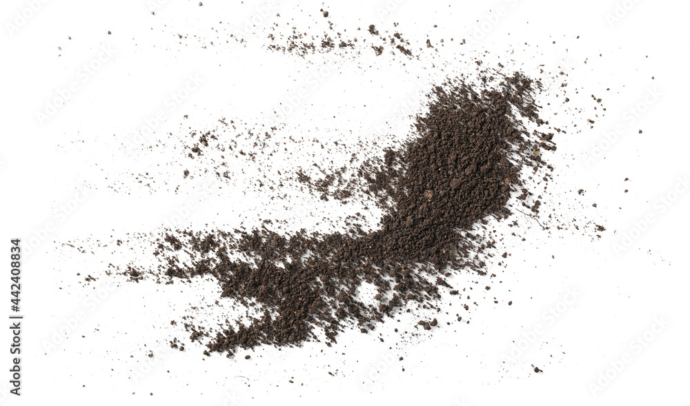 Pile dirt isolated on white background, with clipping path