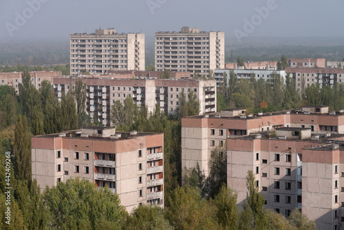 Soviet panel houses in abandoned ghost town Pripyat