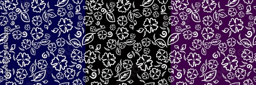 Simple cute small pattern in flowers. Floral pattern dark. Floral seamless background. Blooming botanical motifs scattered random. Trendy vector texture.
