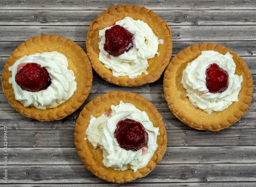 Cake with whipped cream and berries. Dessert. Cake with whipped cream and berries. Dessert.