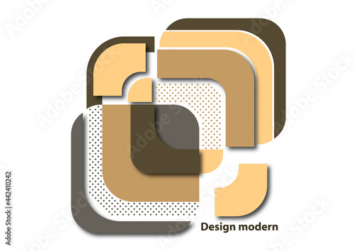 Cut squares with rounded corners and shadow, many dots. Bright geometric design for creative advertising, poster or brochure in trendy style. Vector