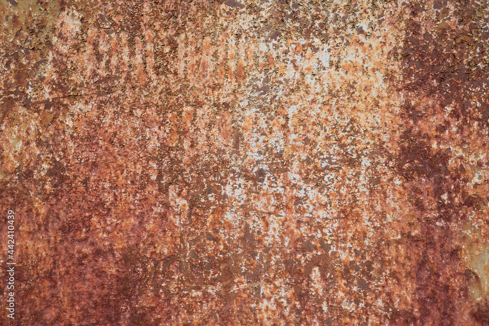 Yellow and orange painted steel with scratches and cracks Yellow and orange painted steel with scratches and cracks