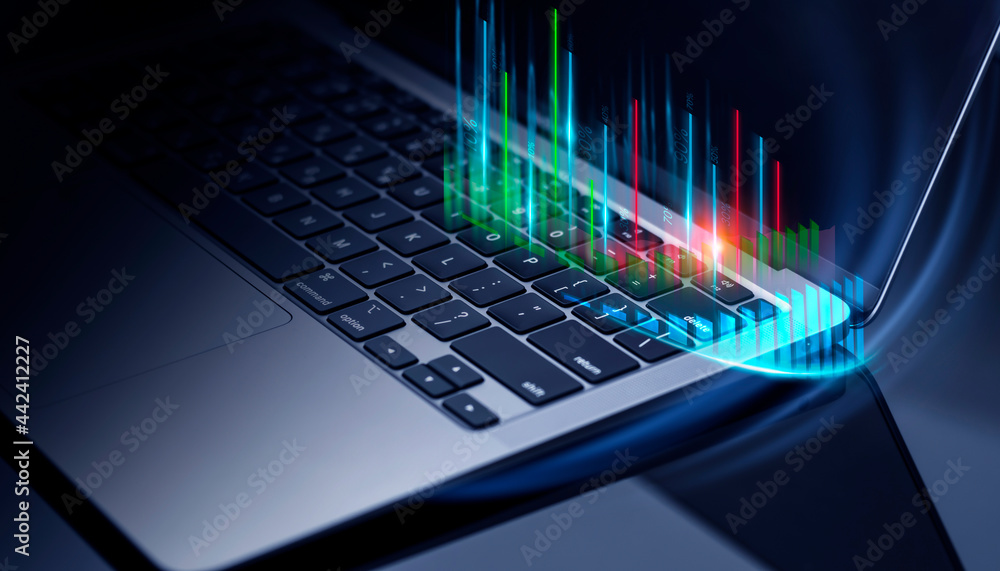 Business neon background, gravity growth. Global analysis framework ...
