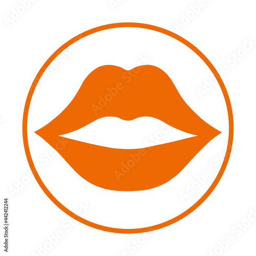 Lip icon (Lips, kiss, piercing icon) Orange Vector illustration