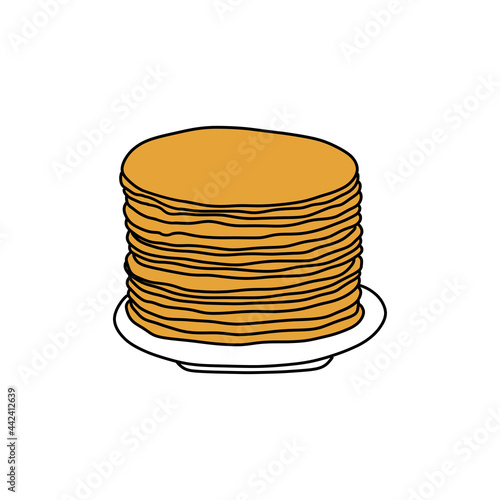 crepes doodle icon, vector color line illustration