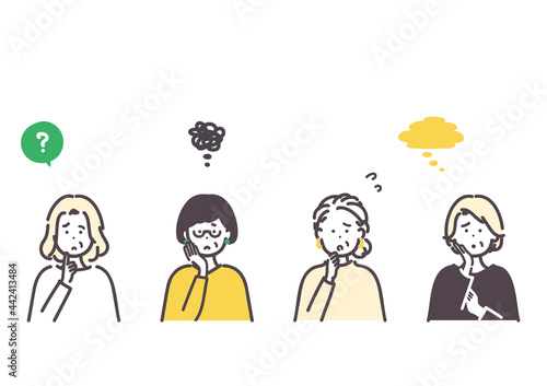 困っているシニア女性のアイコンイラスト