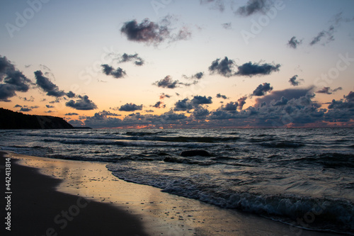 the sea at dusk a period with a beautiful sky