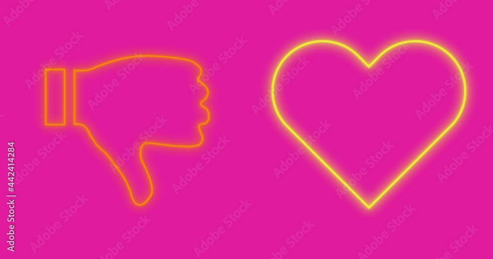 Animation of neon social media flickering icons on pink background Animation of neon social media flickering icons on pink background