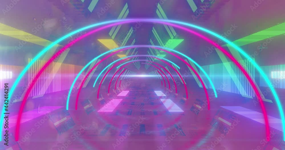Animation of pink and blue neon tunnel background Animation of pink and blue neon tunnel background