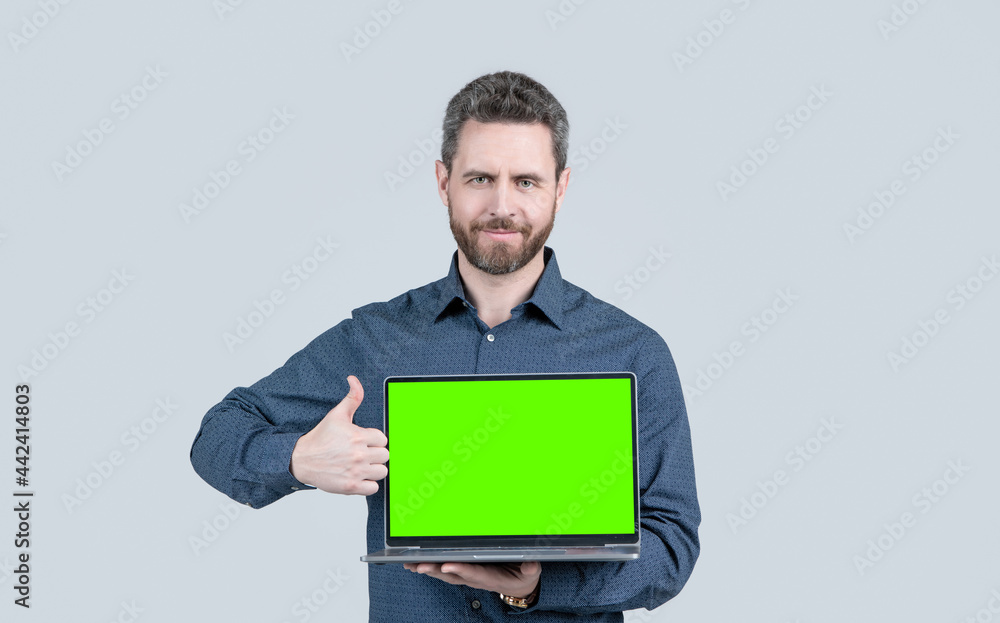 business man presenting product. presentation on computer. office manager video conference business man presenting product. presentation on computer. office manager video conference