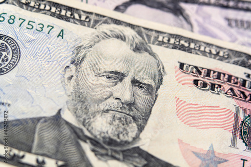 Wallpaper Mural Macro View of Ulysses S Grant on United States Fifty dollar bill. Torontodigital.ca