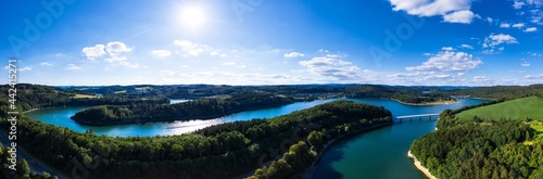 the bigge lake in the sauerland in germany in summer panorama