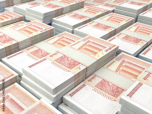 Zimbabwean money. Zimbabwean dollar banknotes. 20 trillions ZWL dollars bills.