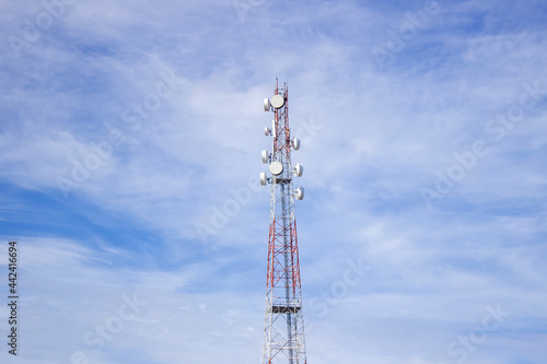 Telecommunications tower with a cellular network antenna. Broadband Internet access