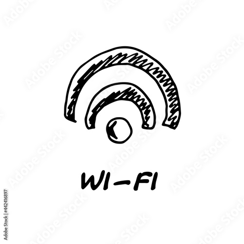 Vector hand drawn wi fi symbol or icon isolated on white