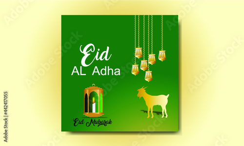 Trendy and realistic Eid Al Adha background design
