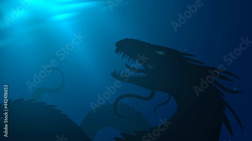 Giant underwater monster, sea dragon