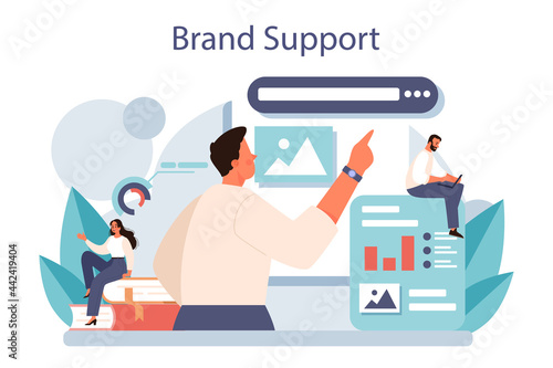 Brand support. Unique design of a company or product development photo